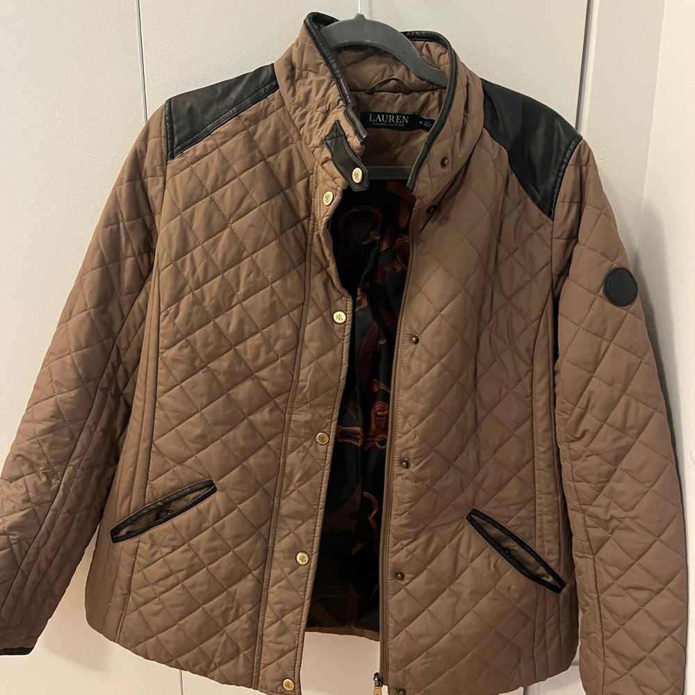 Ralph Lauren Tan and Black Quilted Jacket